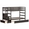 Twin Over Twin Bunk Bed with 3-Step Staircase and Storage Shelf